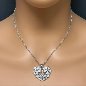Nolan Miller - True Love Crystal Heart Pendant Necklace - Silver Tone Floral